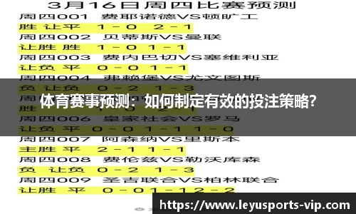 体育赛事预测：如何制定有效的投注策略？